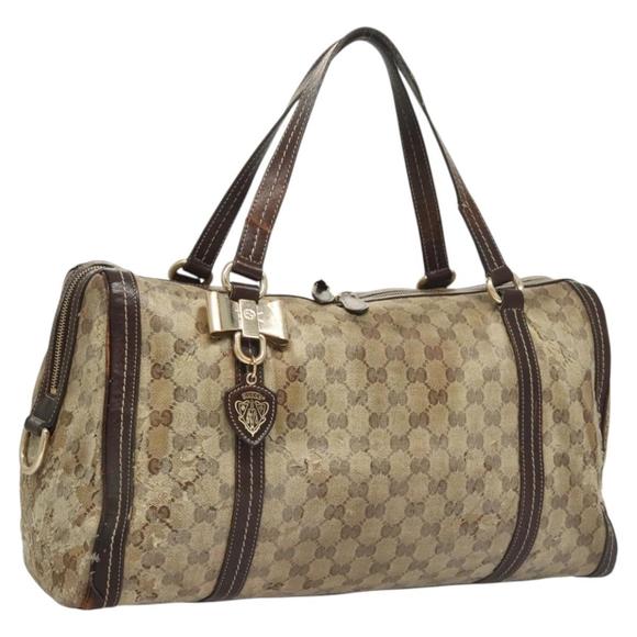 GUCCI GG Crystal Shoulder Bag Coated Canvas Brown Gold 181488 Auth 120919 - Picture 1 of 16